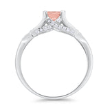 Infinity Shank Wedding Engagement Ring Princess Cut Round Cubic Zirconia 925 Sterling Silver Choose Color