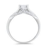 Infinity Shank Wedding Engagement Ring Princess Cut Round Cubic Zirconia 925 Sterling Silver Choose Color