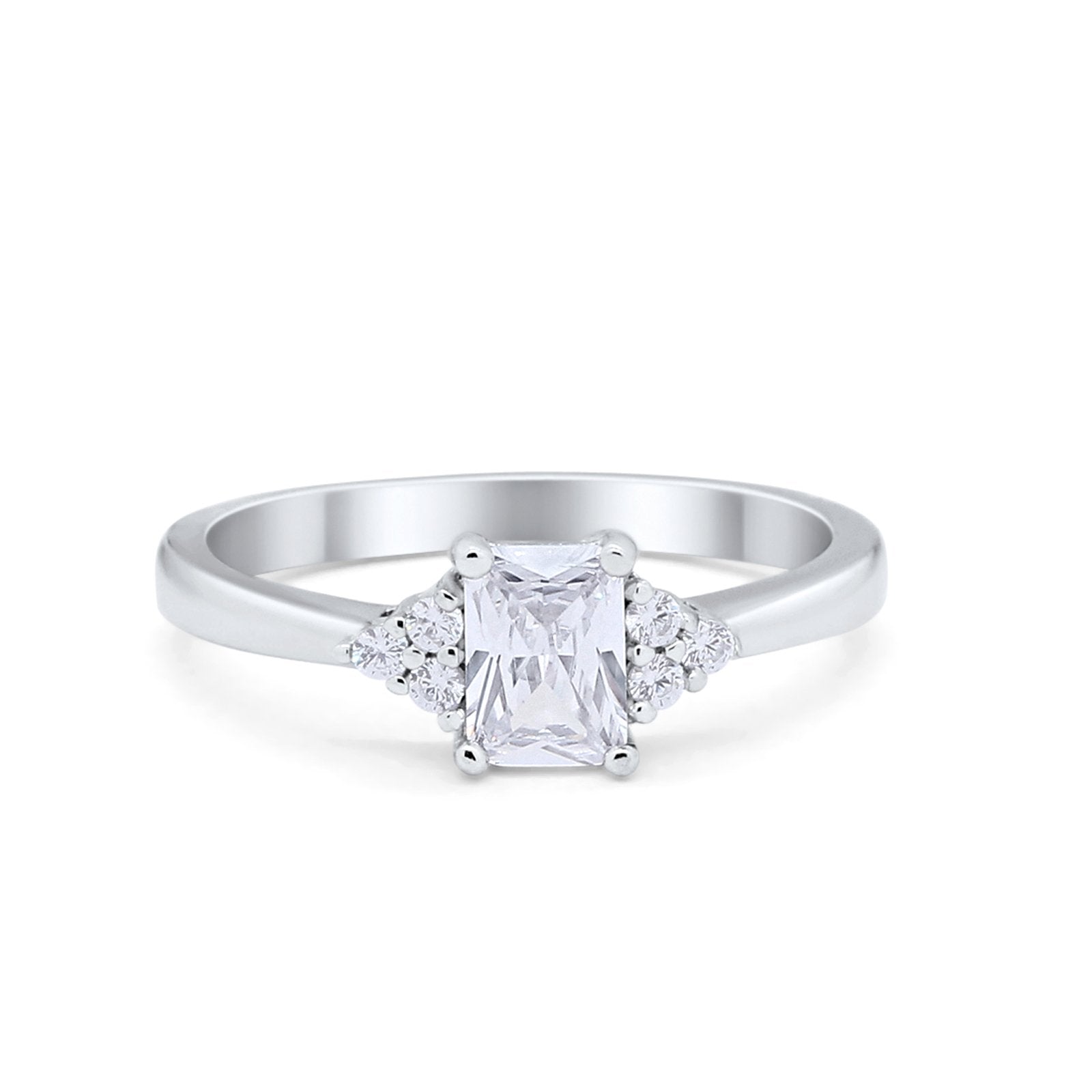 Radiant Cut Wedding Engagement Ring 925 Sterling Silver Round Cubic Zirconia Choose Color
