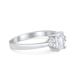 Radiant Cut Wedding Engagement Ring 925 Sterling Silver Round Cubic Zirconia Choose Color