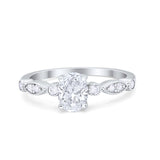 Vintage Style Wedding Ring Round Simulated Cubic Zirconia 925 Sterling Silver