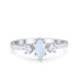 Three Stone Wedding Engagement Ring Marquise Round Cubic Zirconia 925 Sterling Silver Choose Color