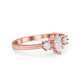 Three Stone Wedding Engagement Ring Marquise Round Cubic Zirconia 925 Sterling Silver Choose Color