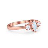 Three Stone Wedding Engagement Ring Marquise Round Cubic Zirconia 925 Sterling Silver Choose Color