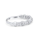 Half Eternity Round Art Deco Wedding Band Ring 925 Sterling Silver.