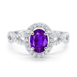 Infinity Art Deco Wedding Ring Oval Simulated Cubic Zirconia 925 Sterling Silver