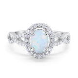 Infinity Art Deco Wedding Ring Oval Simulated Cubic Zirconia 925 Sterling Silver
