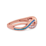 Created Opal Infinity Twisted Ring Round Cubic Zirconia 925 Sterling Silver