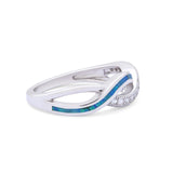 Created Opal Infinity Twisted Ring Round Cubic Zirconia 925 Sterling Silver