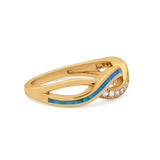 Created Opal Infinity Twisted Ring Round Cubic Zirconia 925 Sterling Silver