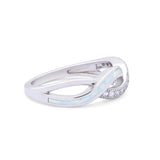Created Opal Infinity Twisted Ring Round Cubic Zirconia 925 Sterling Silver