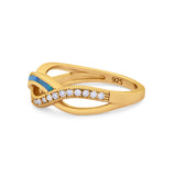 Created Opal Infinity Twisted Ring Round Cubic Zirconia 925 Sterling Silver