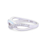 Created Opal Infinity Twisted Ring Round Cubic Zirconia 925 Sterling Silver