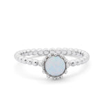Crown Design Wedding Ring Round Cubic Zirconia White Opal 925 Sterling Silver