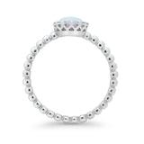 Crown Design Wedding Ring Round Cubic Zirconia White Opal 925 Sterling Silver