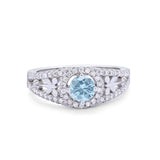 Wedding Ring Round Simulated Cubic Zirconia Dragonfly Accent 925 Sterling Silver