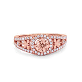 Wedding Ring Round Simulated Cubic Zirconia Dragonfly Accent 925 Sterling Silver