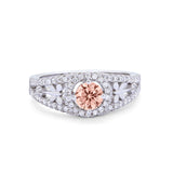 Wedding Ring Round Simulated Cubic Zirconia Dragonfly Accent 925 Sterling Silver