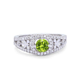 Wedding Ring Round Simulated Cubic Zirconia Dragonfly Accent 925 Sterling Silver