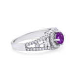 Wedding Ring Round Simulated Cubic Zirconia Dragonfly Accent 925 Sterling Silver