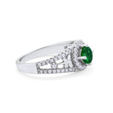 Wedding Ring Round Simulated Cubic Zirconia Dragonfly Accent 925 Sterling Silver