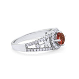 Wedding Ring Round Simulated Cubic Zirconia Dragonfly Accent 925 Sterling Silver