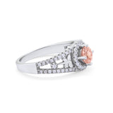 Wedding Ring Round Simulated Cubic Zirconia Dragonfly Accent 925 Sterling Silver