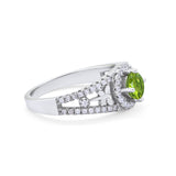 Wedding Ring Round Simulated Cubic Zirconia Dragonfly Accent 925 Sterling Silver