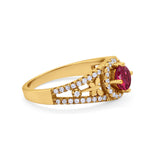 Wedding Ring Round Simulated Cubic Zirconia Dragonfly Accent 925 Sterling Silver