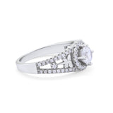 Wedding Ring Round Simulated Cubic Zirconia Dragonfly Accent 925 Sterling Silver