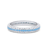 Eternity Style Round Turquoise Band Ring 925 Sterling Silver