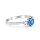 Three Stone Art Deco Wedding Engagement Ring Round Cubic Zirconia 925 Sterling Silver