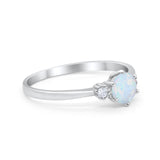 Three Stone Art Deco Wedding Engagement Ring Round Cubic Zirconia 925 Sterling Silver