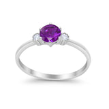 Three Stone Art Deco Wedding Engagement Ring Round Cubic Zirconia 925 Sterling Silver