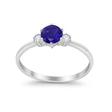 Three Stone Art Deco Wedding Engagement Ring Round Cubic Zirconia 925 Sterling Silver