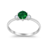 Three Stone Art Deco Wedding Engagement Ring Round Cubic Zirconia 925 Sterling Silver