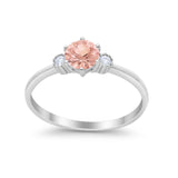 Three Stone Art Deco Wedding Engagement Ring Round Cubic Zirconia 925 Sterling Silver