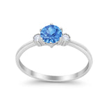 Three Stone Art Deco Wedding Engagement Ring Round Cubic Zirconia 925 Sterling Silver