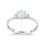 Three Stone Art Deco Wedding Engagement Ring Round Cubic Zirconia 925 Sterling Silver