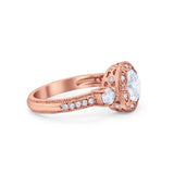 Art Deco Wedding Engagement Ring Round Cubic Zirconia 925 Sterling Silver