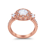 Art Deco Wedding Engagement Ring Round Cubic Zirconia 925 Sterling Silver