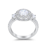 Art Deco Wedding Engagement Ring Round Cubic Zirconia 925 Sterling Silver