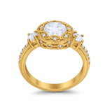 Art Deco Wedding Engagement Ring Round Cubic Zirconia 925 Sterling Silver