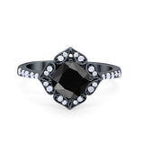 Cushion Art Deco Halo Wedding Engagement 925 Sterling Silver Round Cubic Zirconia