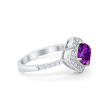 Cushion Art Deco Halo Wedding Engagement 925 Sterling Silver Round Cubic Zirconia