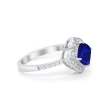 Cushion Art Deco Halo Wedding Engagement 925 Sterling Silver Round Cubic Zirconia