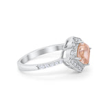 Cushion Art Deco Halo Wedding Engagement 925 Sterling Silver Round Cubic Zirconia