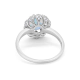 Oval Art Deco Wedding Engagement Ring Halo Round Cubic Zirconia 925 Sterling Silver