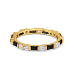 Full Eternity Stackable Art Deco Wedding Band Baguette Ring Round 925 Sterling Silver