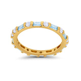 Full Eternity Stackable Art Deco Wedding Band Baguette Ring Round 925 Sterling Silver